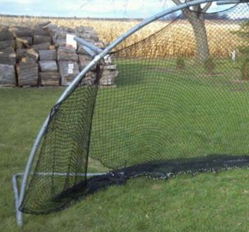 Football goal made from a trampoline